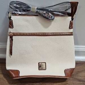 Dooney & Bourke Cream and Brown Crossbody Bag with Adjustable Strap